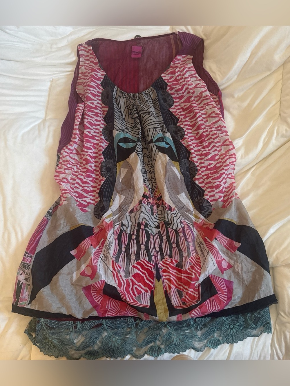 Save The Queen! Rare Circus Collection Mesh Print Tunic Top-Made In Italy